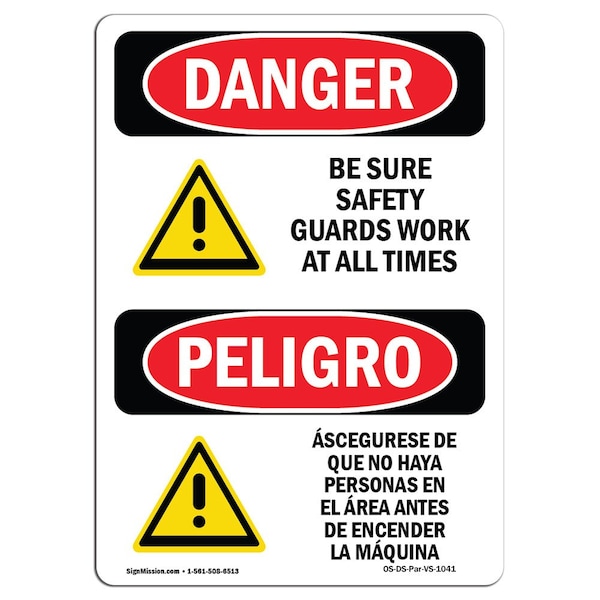 OSHA Sign, Sure Everyone Is Clear Bilingual, 18in X 12in Rigid Plastic, 12" W, 18" L, Spanish